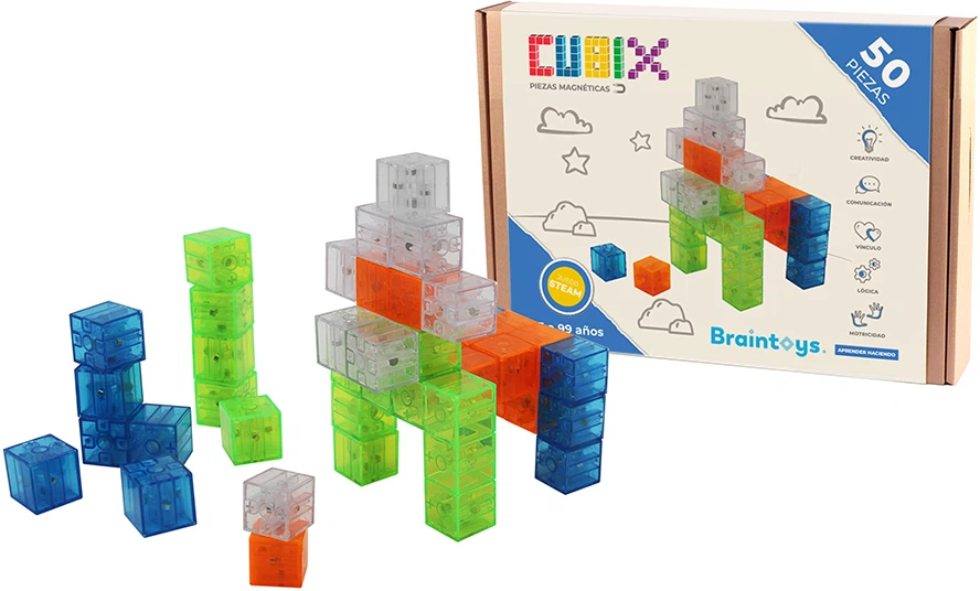 Imanix Joc de construcció CUBIX 50 peces magnètiques - Braintoys